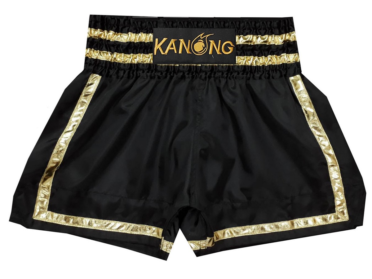 Kanong Muay Thai shorts - Thaiboxhosen : KNS-140-Schwarz-Gold